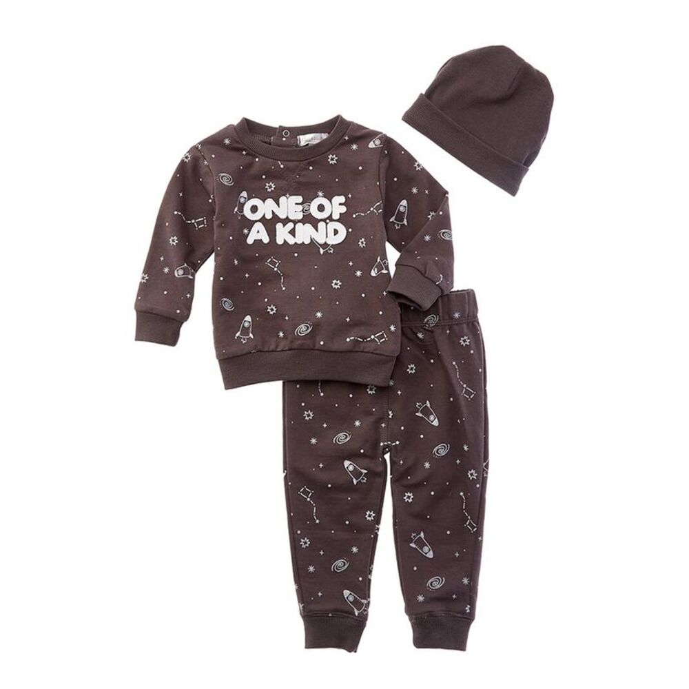 Adley & Hudson  3Pc Sweatshirt, Pant & Hat Set, Grey